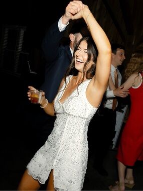 Self Portrait Embellished White Beaded Mini Dress